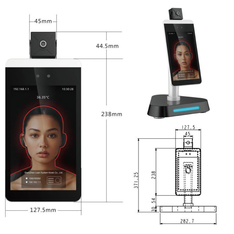 顔認証・体温測定サーモカメラ スタンド1.1m 成人用 体温測定 赤外線センサー 顔写真・履歴保存 クラウド データ管理 サーマルカメラ（タッチパネル）